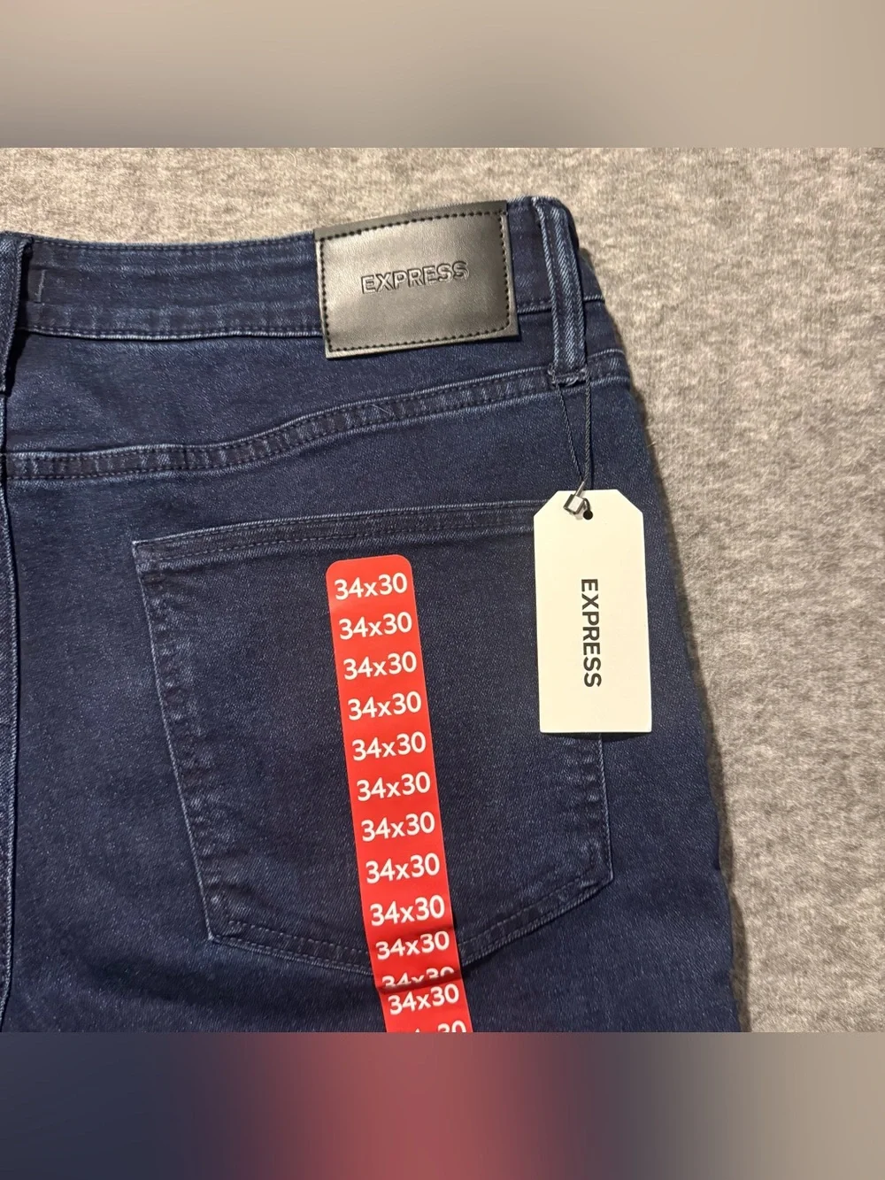 Express Jeans Mens 34x30 Darkwash Blue Slim Straight Fit Stretch Comfort NWT